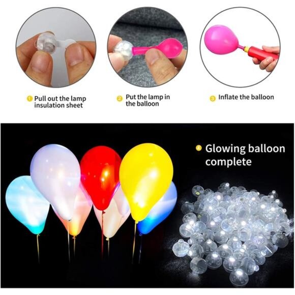 100pcs White LED Balloon Light,Tiny Light Mini Round Led Ball Lamp for Lantern - Picture 5 of 7